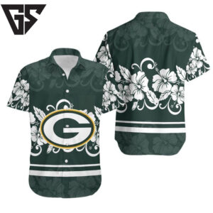 Green Bay Packers Floral Crest Hawaiian Shirt Green Bay Packers Floral Crest Hawaiian Shirt