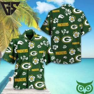 Green Bay Packers Floral Fanfare Hawaiian Shirt Green Bay Packers Floral Fanfare Hawaiian Shirt