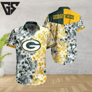 Green Bay Packers Floral Gold Rush Hawaiian Shirt Green Bay Packers Floral Gold Rush Hawaiian Shirt