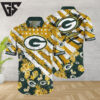 Green Bay Packers Floral Victory Stripe Hawaiian Shirt