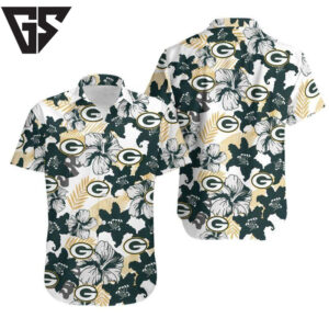 Green Bay Packers Hibiscus Breeze Hawaiian Shirt Green Bay Packers Hibiscus Breeze Hawaiian Shirt