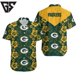 Green Bay Packers Hibiscus Glory Hawaiian Shirt Green Bay Packers Hibiscus Glory Hawaiian Shirt