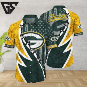 Green Bay Packers Lightning Strike Hawaiian Shirt Green Bay Packers Lightning Strike Hawaiian Shirt