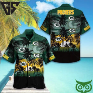 Green Bay Packers Palm Sunset Hawaiian Shirt Green Bay Packers Palm Sunset Hawaiian Shirt