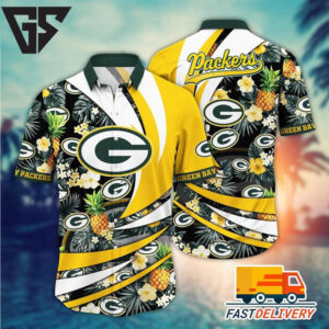 Green Bay Packers Pineapple Wave Hawaiian Shirt Green Bay Packers Pineapple Wave Hawaiian Shirt