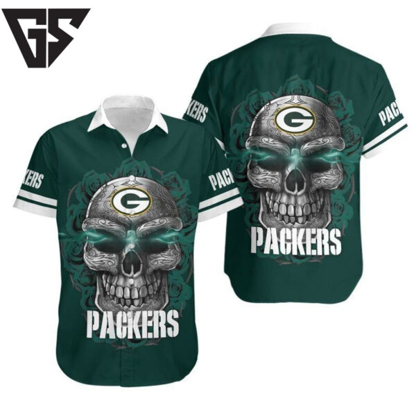 Green Bay Packers Skull Rose Hawaiian Shirt