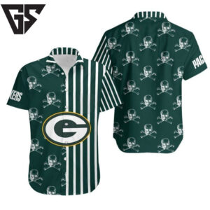 Green Bay Packers Skull Stripes Hawaiian Shirt Green Bay Packers Skull Stripes Hawaiian Shirt