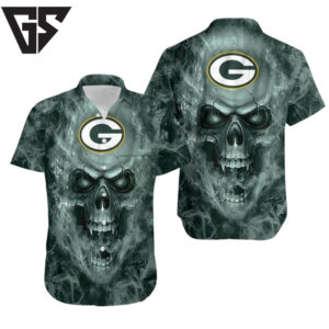 Green Bay Packers Smoke Skull Hawaiian Shirt Green Bay Packers Smoke Skull Hawaiian Shirt