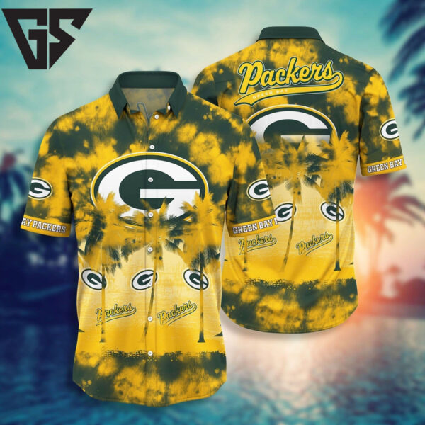 Green Bay Packers Sunset Tie-Dye Hawaiian Shirt