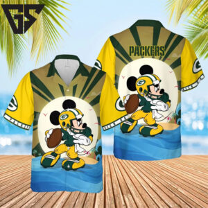 Green Bay Packers Sunset Touchdown Hawaiian Shirt Green Bay Packers Sunset Touchdown Hawaiian Shirt