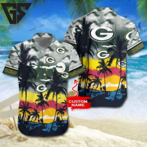 Green Bay Packers Sunset Tropics Hawaiian Shirt Green Bay Packers Sunset Tropics Hawaiian Shirt