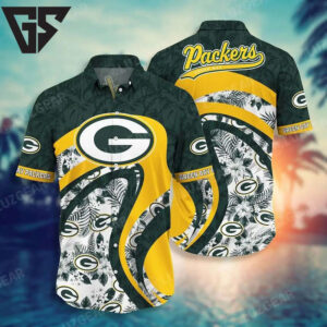 Green Bay Packers Swirl Wave Hawaiian Shirt Green Bay Packers Swirl Wave Hawaiian Shirt