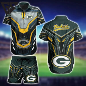 Green Bay Packers Thunder Power Hawaiian Shirt & Shorts Set Green Bay Packers Thunder Power Hawaiian Shirt & Shorts Set