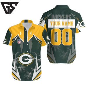 Green Bay Packers Thunderbolt Custom Jersey Hawaiian Shirt