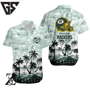 Green Bay Packers Tropical Palm Horizon Hawaiian Shirt Green Bay Packers Tropical Palm Horizon Hawaiian Shirt
