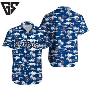 Houston Astros Blue Palm Paradise Hawaiian Shirt Houston Astros Blue Palm Paradise Hawaiian Shirt