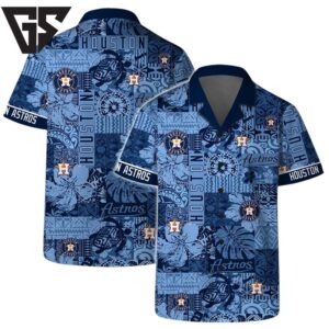 Houston Astros Blue Wave Patch Hawaiian Shirt Houston Astros Blue Wave Patch Hawaiian Shirt