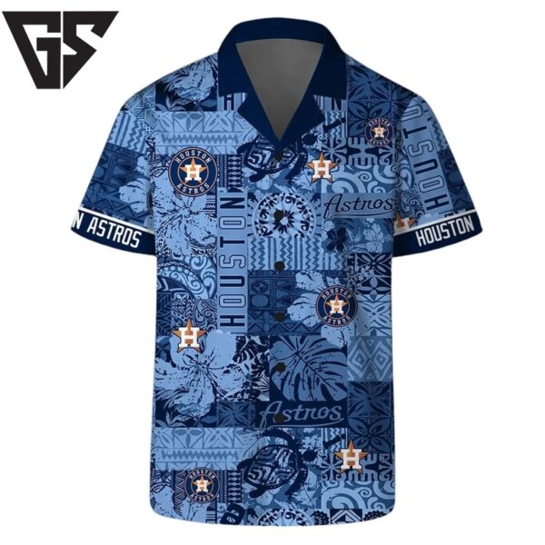 Houston Astros Blue Wave Patch Hawaiian Shirt