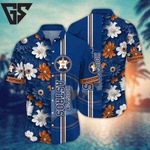 Houston Astros Bold Blossom Hawaiian Shirt Houston Astros Bold Blossom Hawaiian Shirt
