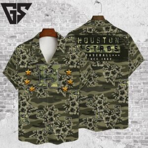 Houston Astros Camo Military Hawaiian Shirt Houston Astros Camo Military Hawaiian Shirt