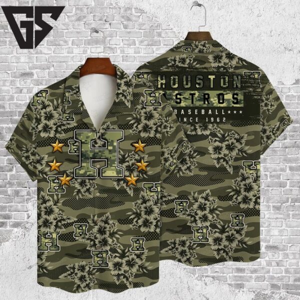 Houston Astros Camo Military Hawaiian Shirt