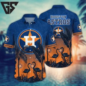 Houston Astros Flamingo Sunset Hawaiian Shirt Houston Astros Flamingo Sunset Hawaiian Shirt