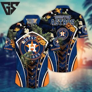 Houston Astros Floral Chevron Hawaiian Shirt Houston Astros Floral Chevron Hawaiian Shirt