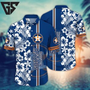 Houston Astros Hibiscus Stripes Hawaiian Shirt Houston Astros Hibiscus Stripes Hawaiian Shirt