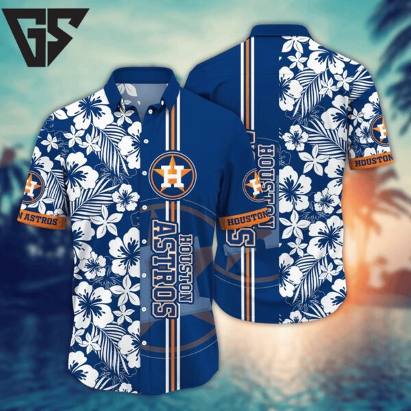 Houston Astros Hibiscus Stripes Hawaiian Shirt
