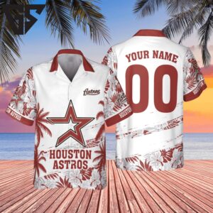 Houston Astros Retro Stripe Custom Hawaiian Shirt Houston Astros Retro Stripe Custom Hawaiian Shirt