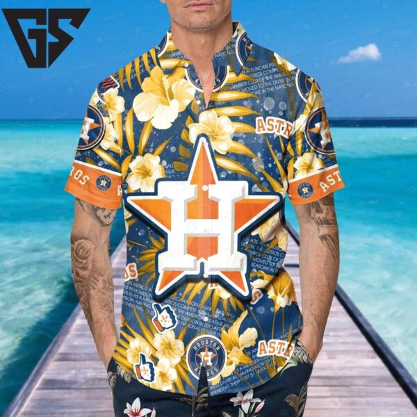 Houston Astros Starburst Hibiscus Hawaiian Shirt