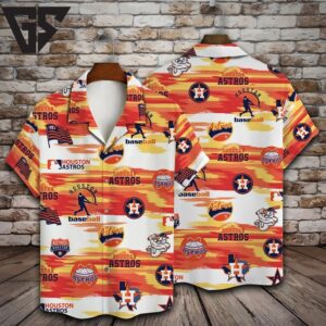 Houston Astros Sunset Stripes Hawaiian Shirt
