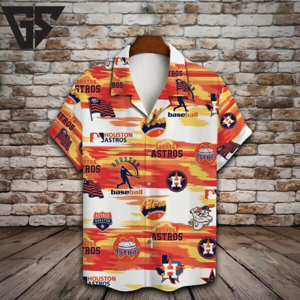 Houston Astros Sunset Stripes Hawaiian Shirt