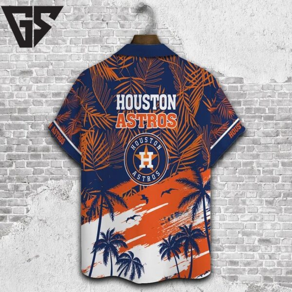 Houston Astros Tropical Sunset Blue And Orange Hawaiian Shirt
