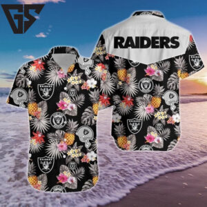 Las Vegas Raiders Floral Paradise Hawaiian Shirt Las Vegas Raiders Floral Paradise Hawaiian Shirt