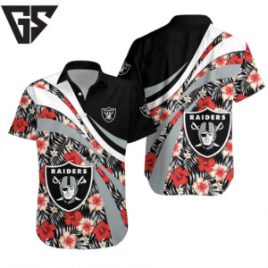 Las Vegas Raiders Hibiscus Surge Hawaiian Shirt Las Vegas Raiders Hibiscus Surge Hawaiian Shirt
