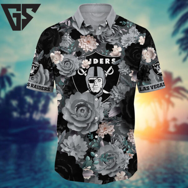 Las Vegas Raiders Midnight Bloom Hawaiian Shirt