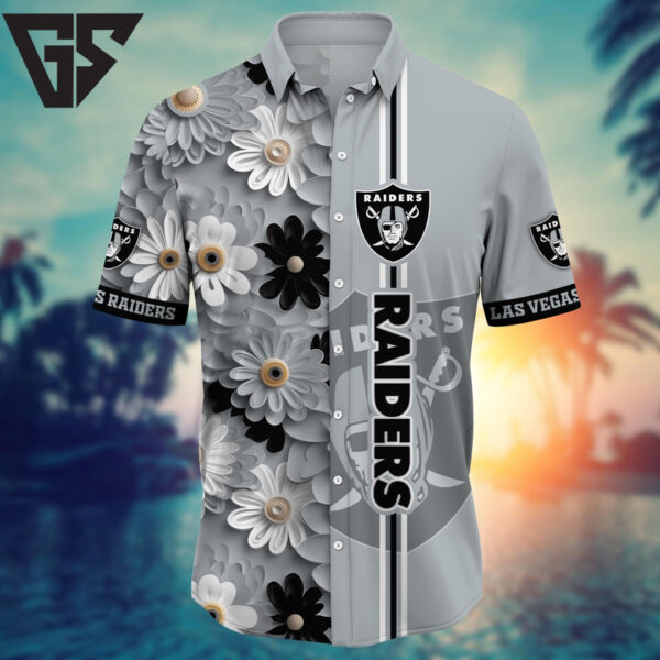 Las Vegas Raiders Modern Floral Stripe Hawaiian Shirt
