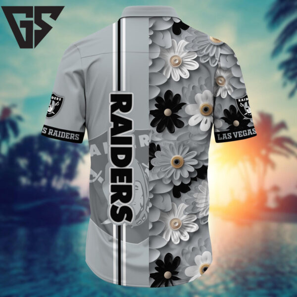 Las Vegas Raiders Modern Floral Stripe Hawaiian Shirt