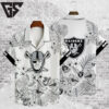 Las Vegas Raiders Monochrome Bloom Hawaiian Shirt