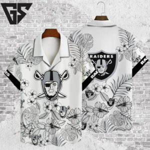 Las Vegas Raiders Monochrome Bloom Hawaiian Shirt