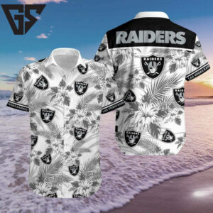 Las Vegas Raiders Monochrome Paradise Hawaiian Shirt