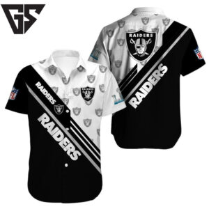 Las Vegas Raiders Monochrome Stripes Hawaiian Shirt