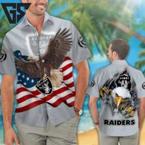 Las Vegas Raiders Patriotic Eagle Hawaiian Shirt Las Vegas Raiders Patriotic Eagle Hawaiian Shirt