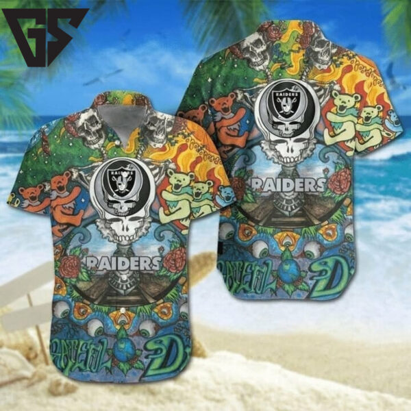 Las Vegas Raiders Psychedelic Bears Hawaiian Shirt