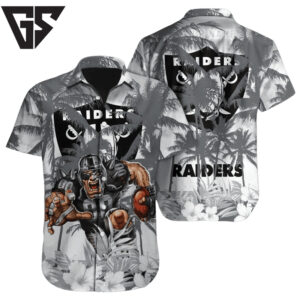 Las Vegas Raiders Shadow Jungle Hawaiian Shirt Las Vegas Raiders Shadow Jungle Hawaiian Shirt