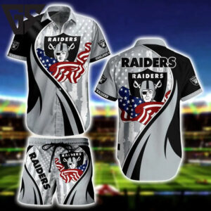 Las Vegas Raiders Stars & Stripes Hawaiian Shirt Las Vegas Raiders Stars & Stripes Hawaiian Shirt