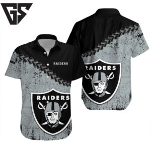 Las Vegas Raiders Steely Gridiron Hawaiian Shirt Las Vegas Raiders Steely Gridiron Hawaiian Shirt