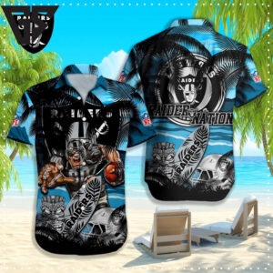 Las Vegas Raiders Tiki Surf Storm Hawaiian Shirt Las Vegas Raiders Tiki Surf Storm Hawaiian Shirt