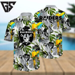 Las Vegas Raiders Tropical Parrot Paradise Hawaiian Shirt Las Vegas Raiders Tropical Parrot Paradise Hawaiian Shirt